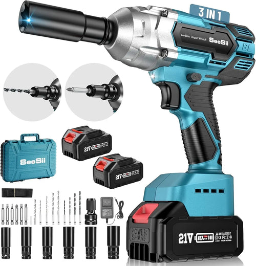 Cordless Impact Wrench 650Nm 1/2" with 2 Batteries