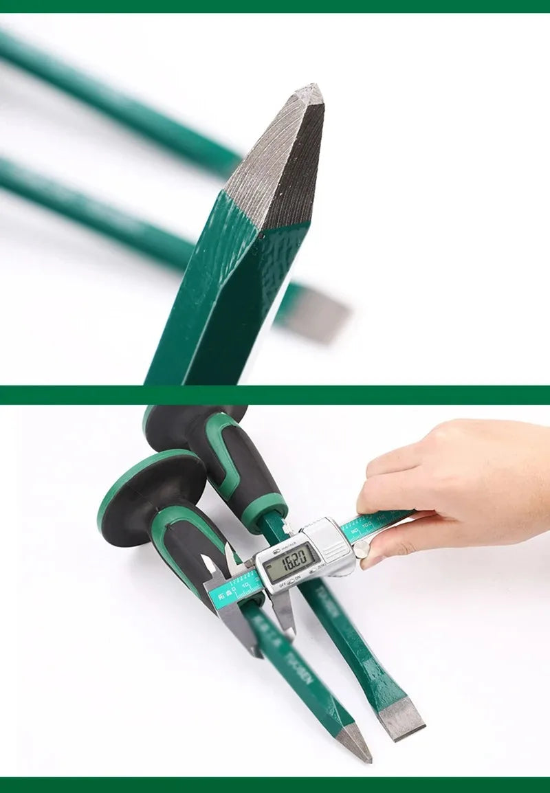 Stone chisel 250/300 long steel chisel chopper with rubber sleeve flat head flat chisel masonry chisel