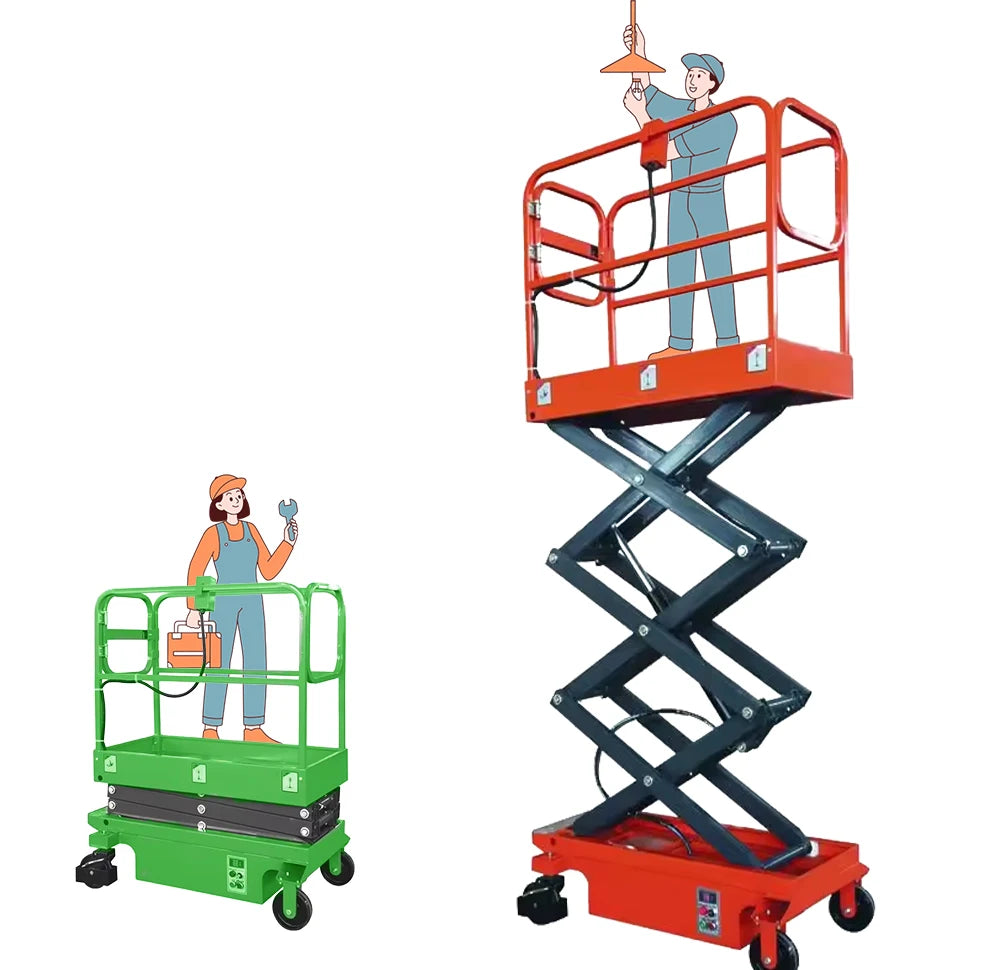 Scissor Lifter 300KG Elevated Work Platform 3m, 3.9m, 4m Self Propelled Scissor Mobile Electric Lift Platforms for Sale