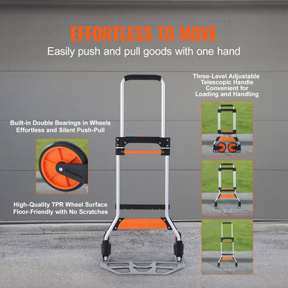 Folding Hand Truck 176-309 lbs with Telescoping Handle