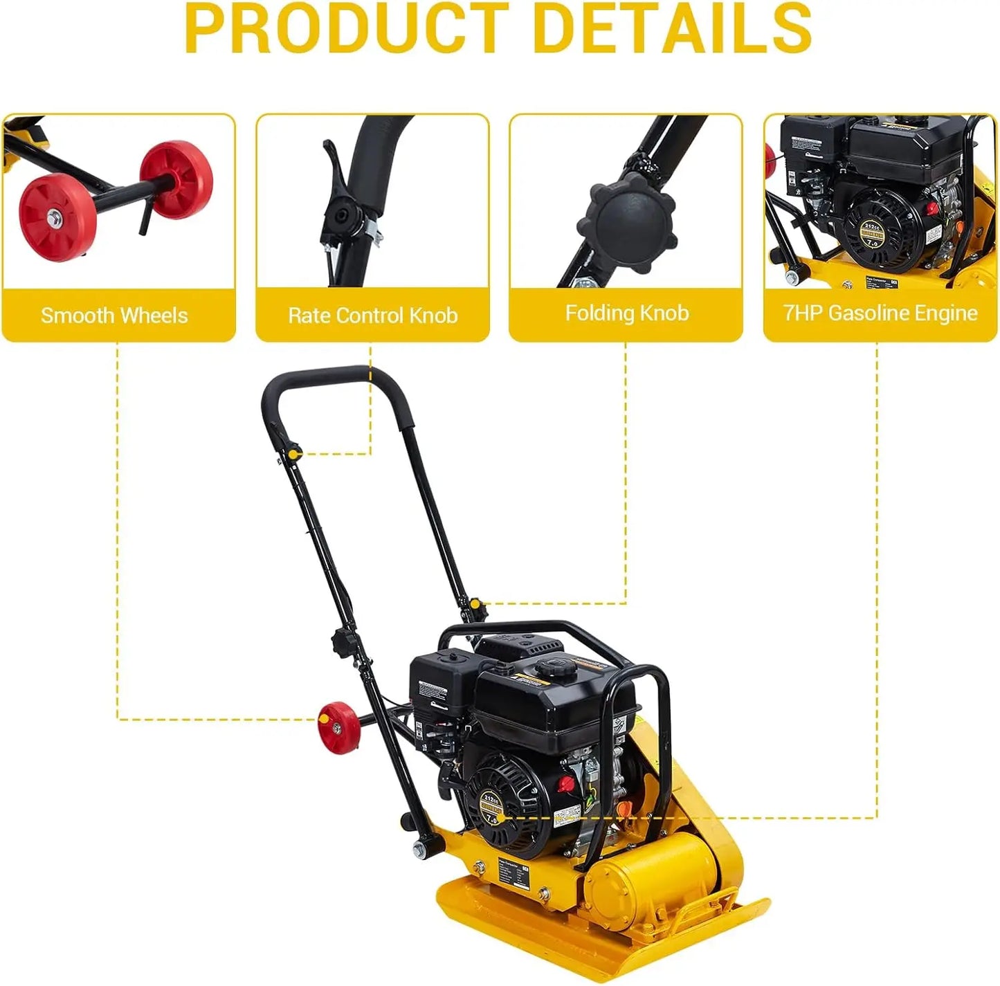 Plate Compactor 7HP 212cc Gas - 4200 lbs Force