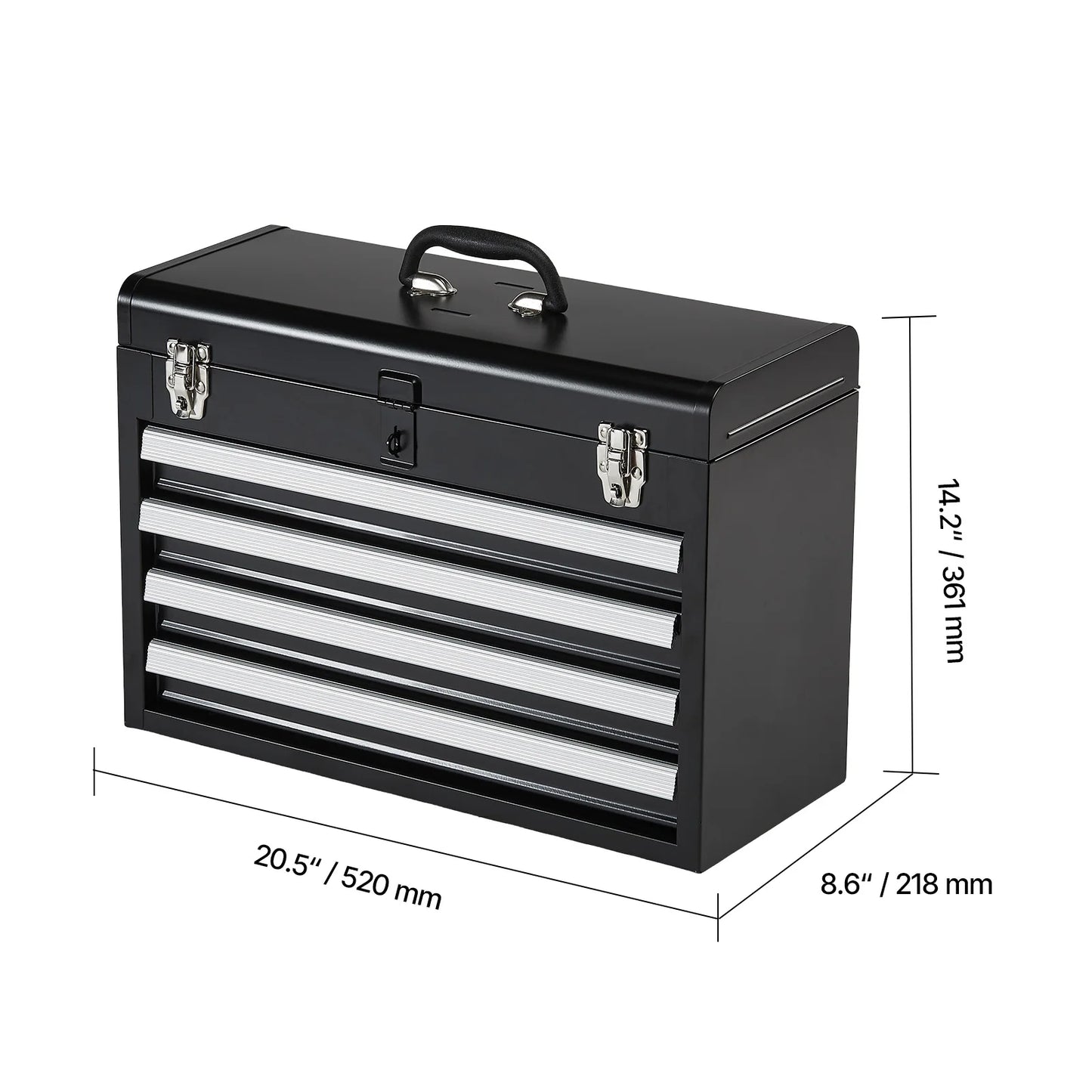 20.5" Metal Tool Box with 4 Locking Drawers