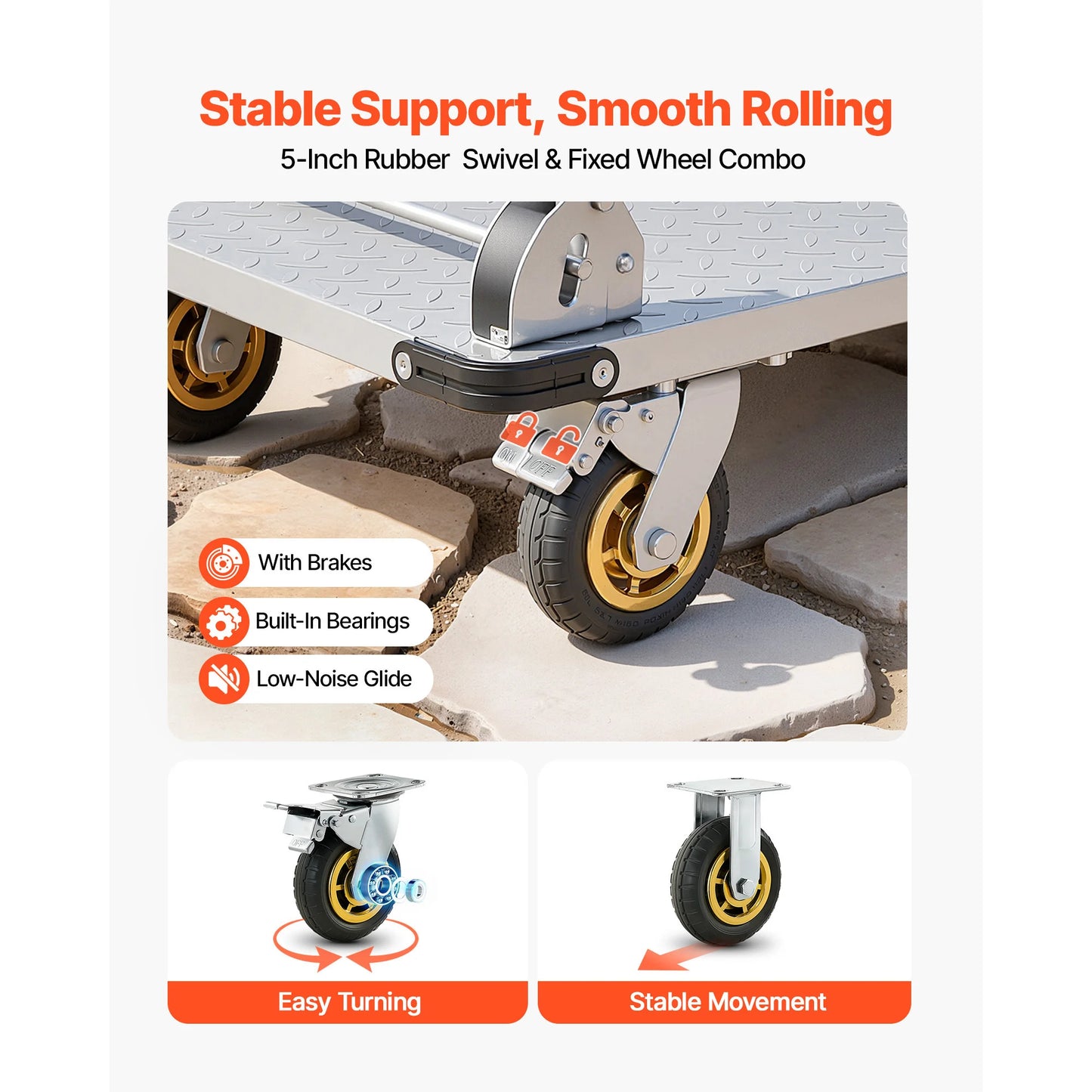 2000 lbs Steel Platform Truck with Swivel Wheels