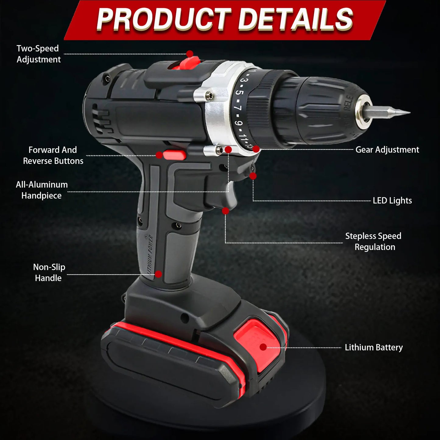 21V Cordless Drill Impact Driver with 2 Batteries