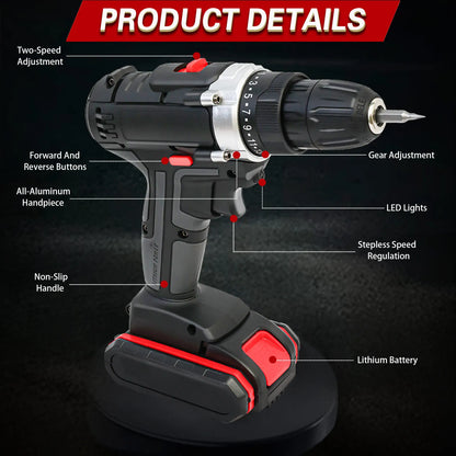 21V Cordless Drill Impact Driver with 2 Batteries