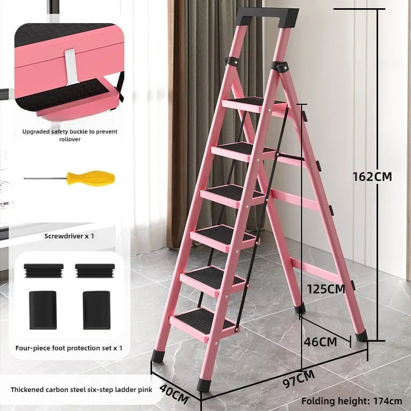 Home ladder stool folding zigzag ladder anti slip pedal ladder indoor and outdoor multifunctional portable ladder