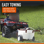 Tow-Behind Trailer Boom Broadcast and Spot Sprayer - 21-Gallon Capacity, 2.2 GPM, 12 Volt DC