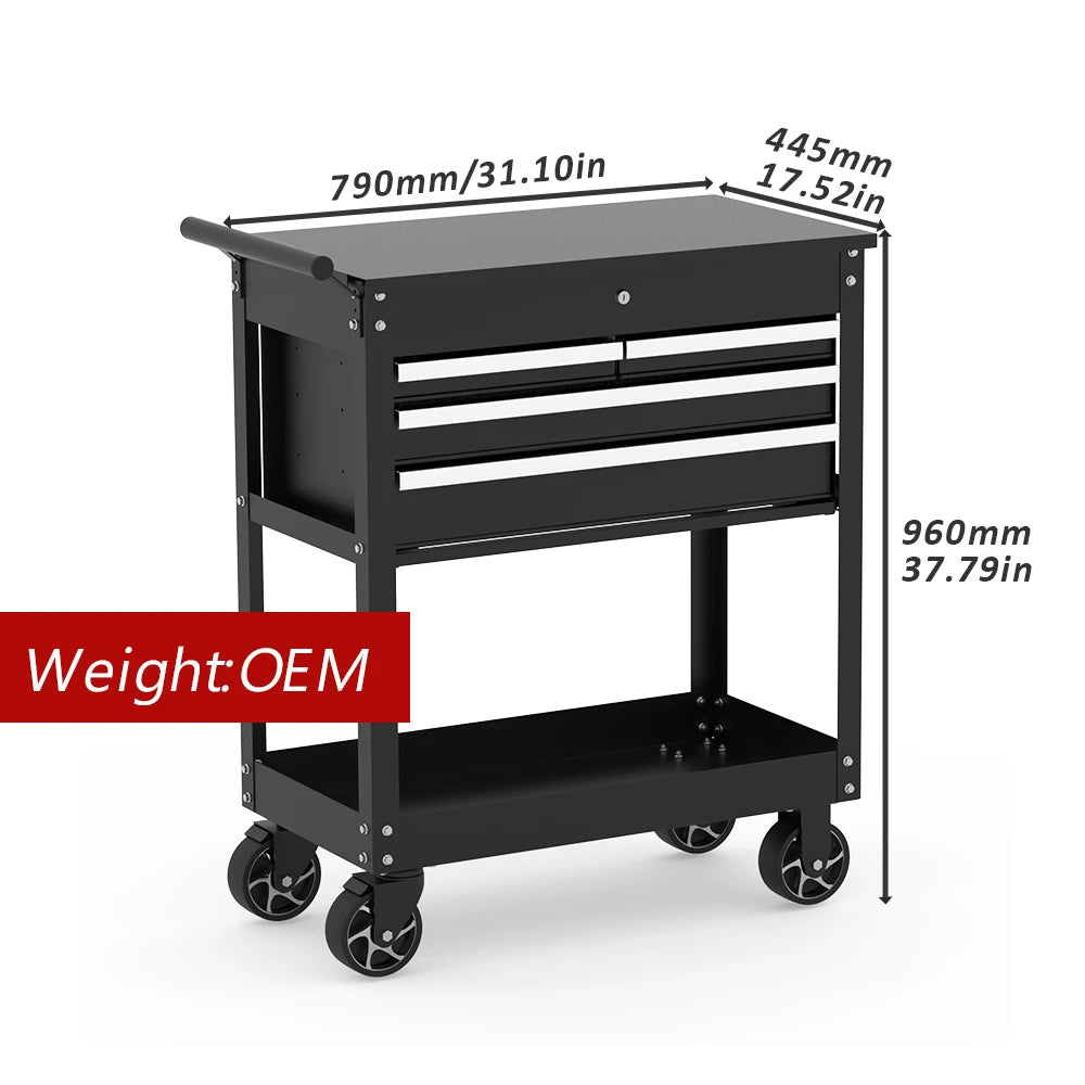 7-Drawer Mechanic Tool Cabinet with Wheels - Red/Black