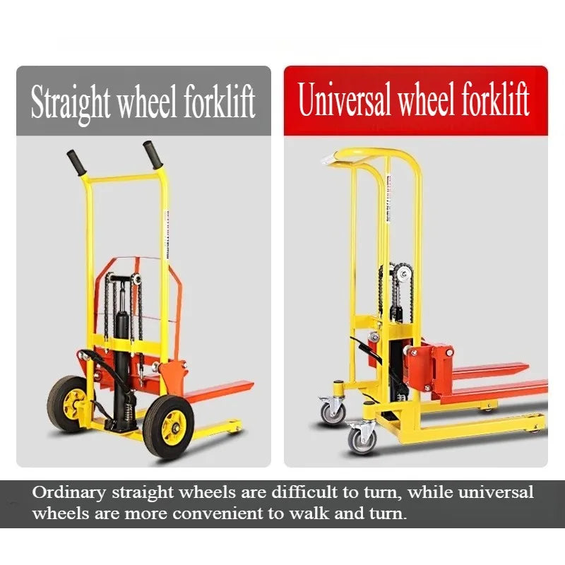 Folding mobile stacker manual forklift hydraulic transporter lifting platform truck loading and unloading household