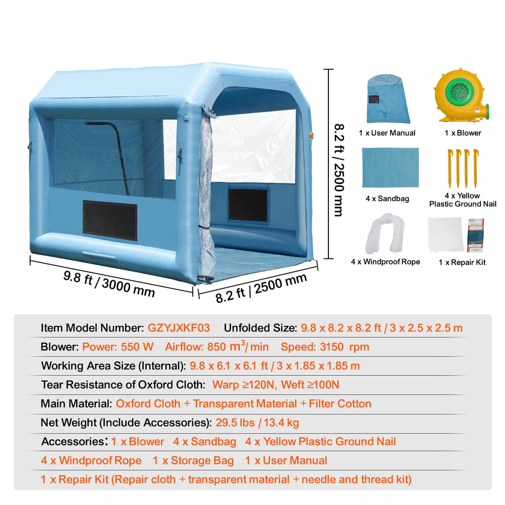 Paint Booth Inflatable Spray Booth with Powerful Blowers and Air Filter System Portable Car Paint Booth