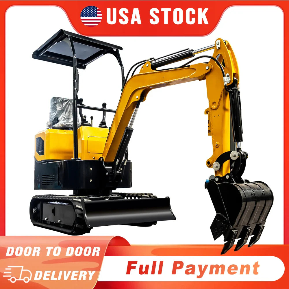 Mini Excavator 1 ton Hydraulic Crawler Excavator 13.5HP Small Trencher Digger For Farm Garden