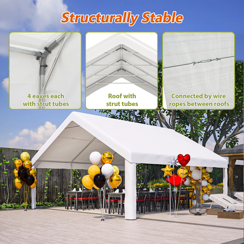 20x20FT Party Tent with 2 Storage Bags & Removable Sidewalls, Outdoor Canopy for Wedding, BBQ, Camping, Commercial Use