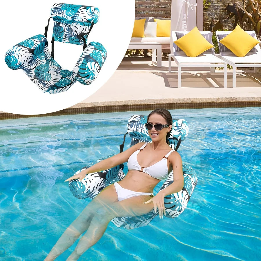 Inflatable Floating Lounger for Adult,Portable Pool Float Chair,Foldable Recliner for Swimming Pool,Lake,Beach Summer Relaxation