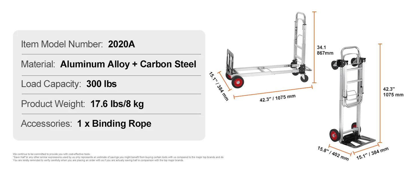 400 lbs Folding Hand Truck - Lightweight Utility Dolly