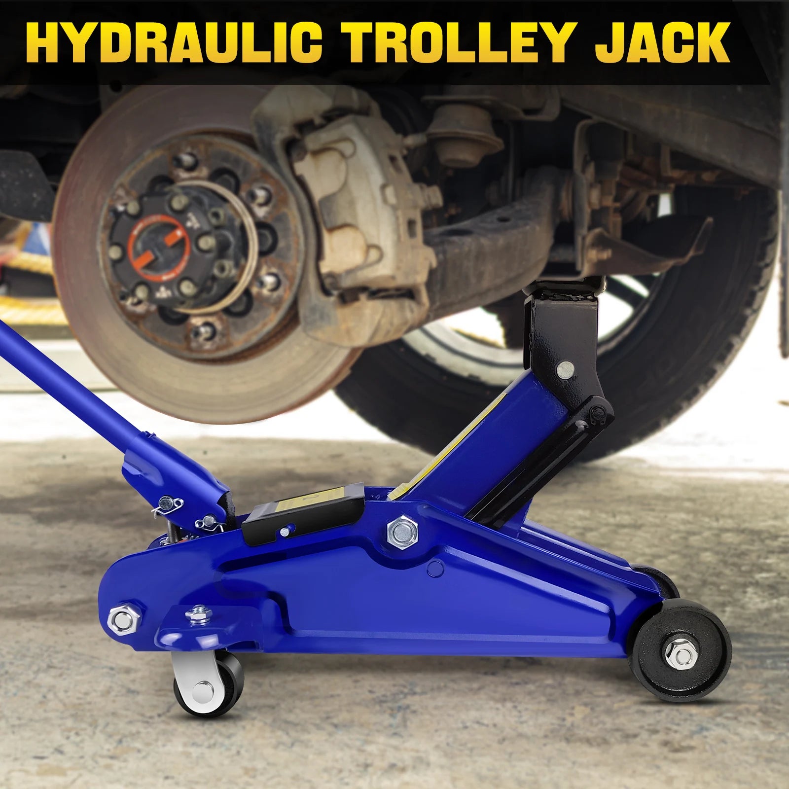 2 Ton Hydraulic Trolley Steel Jack,Flat Lifting Height 135-320 mm, 360° Wheels Car Lifter Axle Stand for Workshop Home