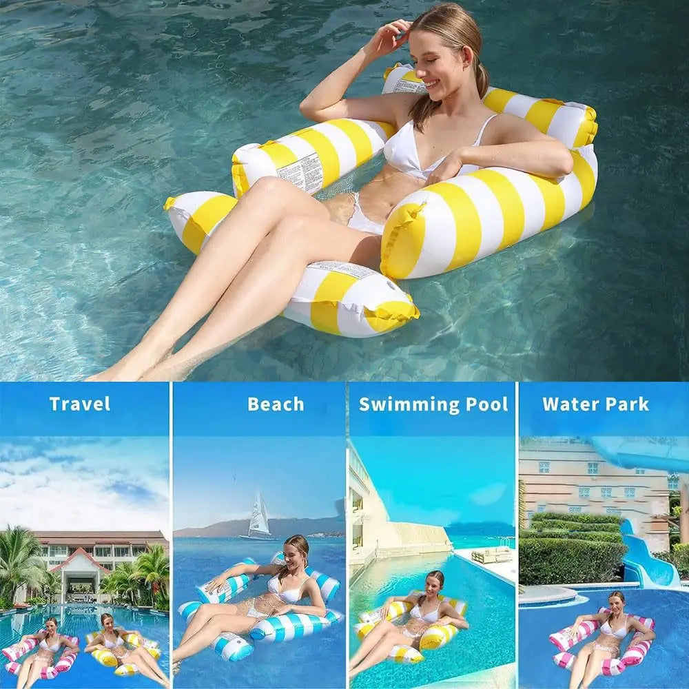 Kid Adult Inflatable Pool Floats Hammock  with Arm Water Pool Rafts Bed Floating Bed Lounge Chair for Swimming Beach Sea