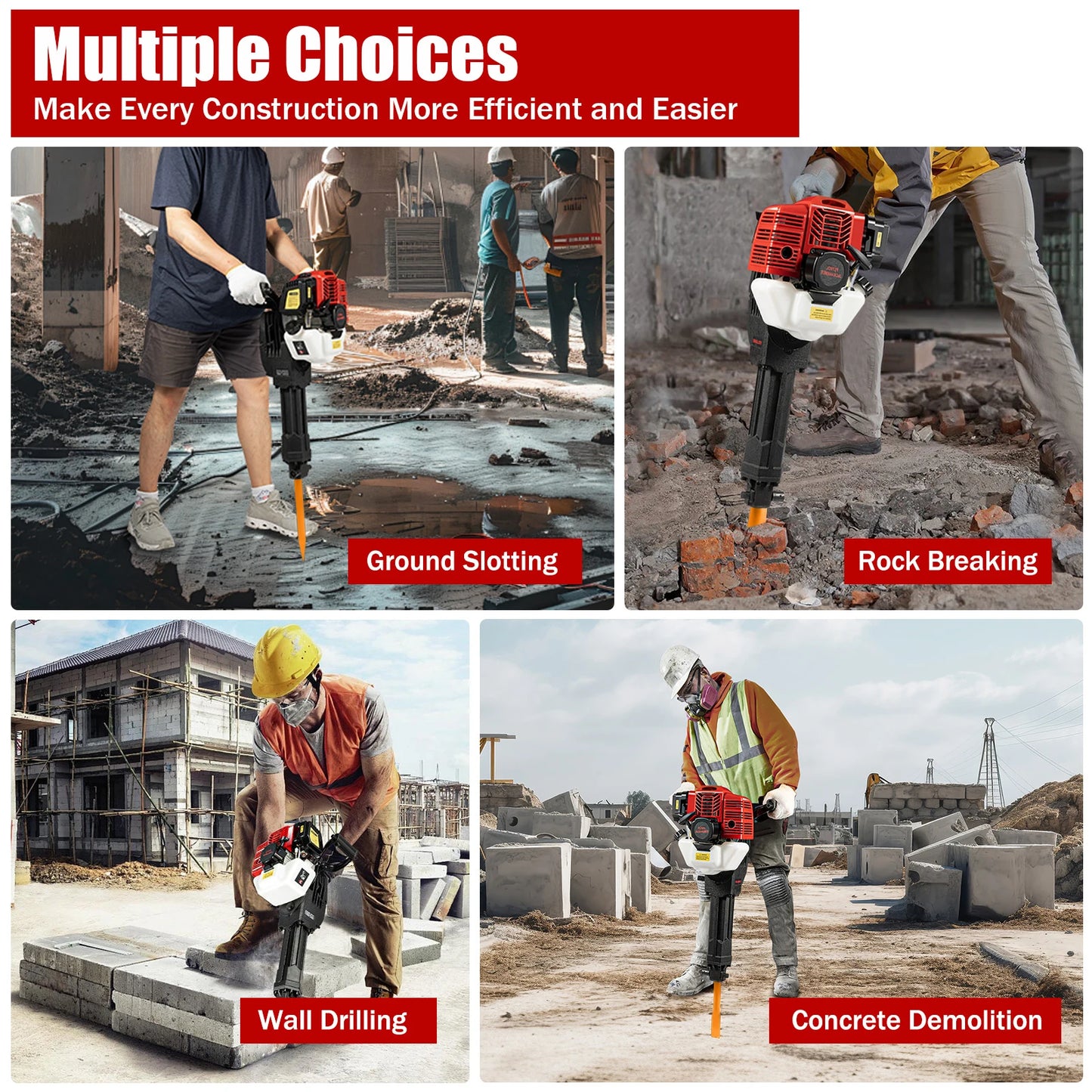 52CC Gasoline Jack Hammer - 1900W Concrete Breaker