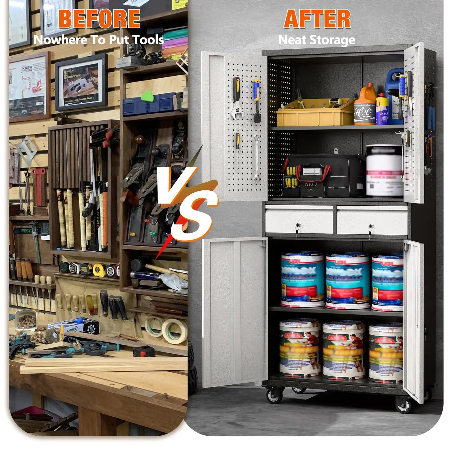Metal Garage Storage Cabinet with Locking Shelves