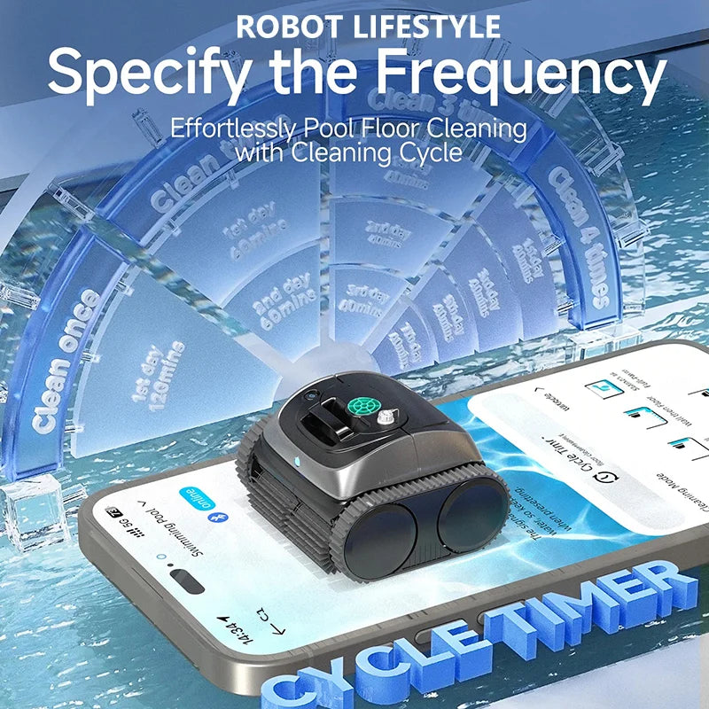 Cordless Robot Swimming Pool Vacuum Cleaner WYBOT C1 OS800 APP Control Ultra Stronger Suction 4600mAh 120mins Running Time