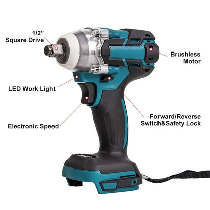 520Nm Brushless Impact Wrench 1/2" for Makita 18V