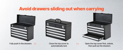 20.5" Metal Tool Box with 4 Locking Drawers
