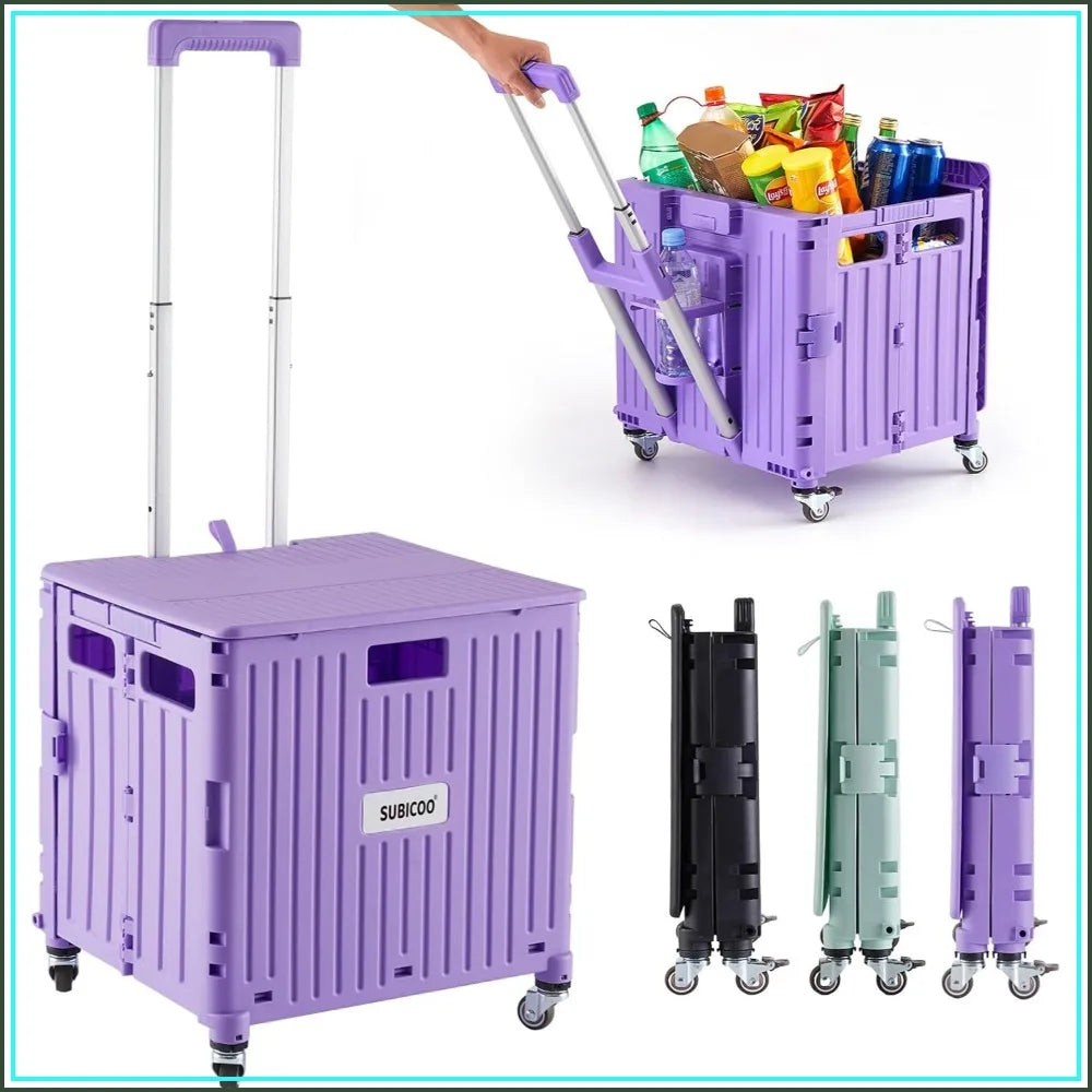 Foldable Utility Cart 110 lbs with Swivel Wheels