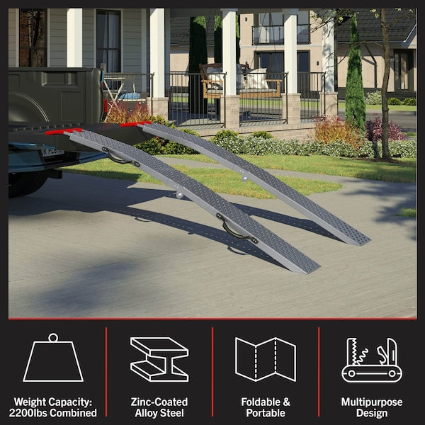 Foldable Steel Loading Ramps 1100 lbs (Pair) – ATV, Motorcycle & Mower Ramp