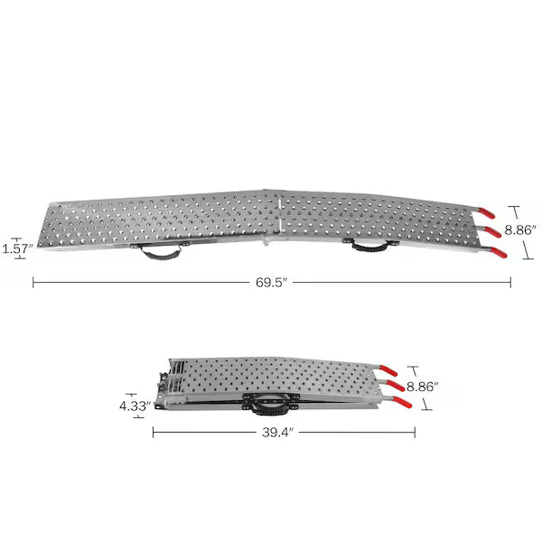 Foldable Steel Loading Ramps 1100 lbs (Pair) – ATV, Motorcycle & Mower Ramp