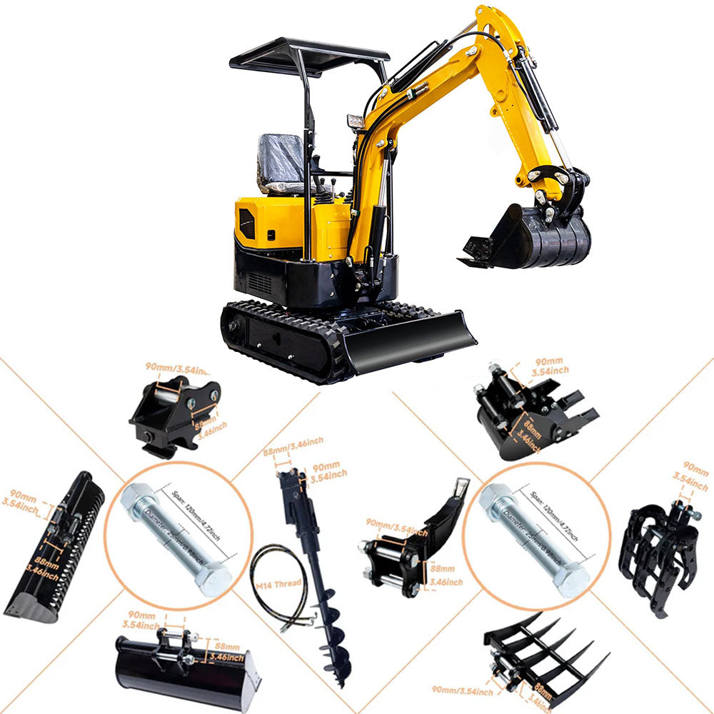 13.5 HP,1 tons Mini Compact Excavator, Gasoline,  With Thumb Clip
