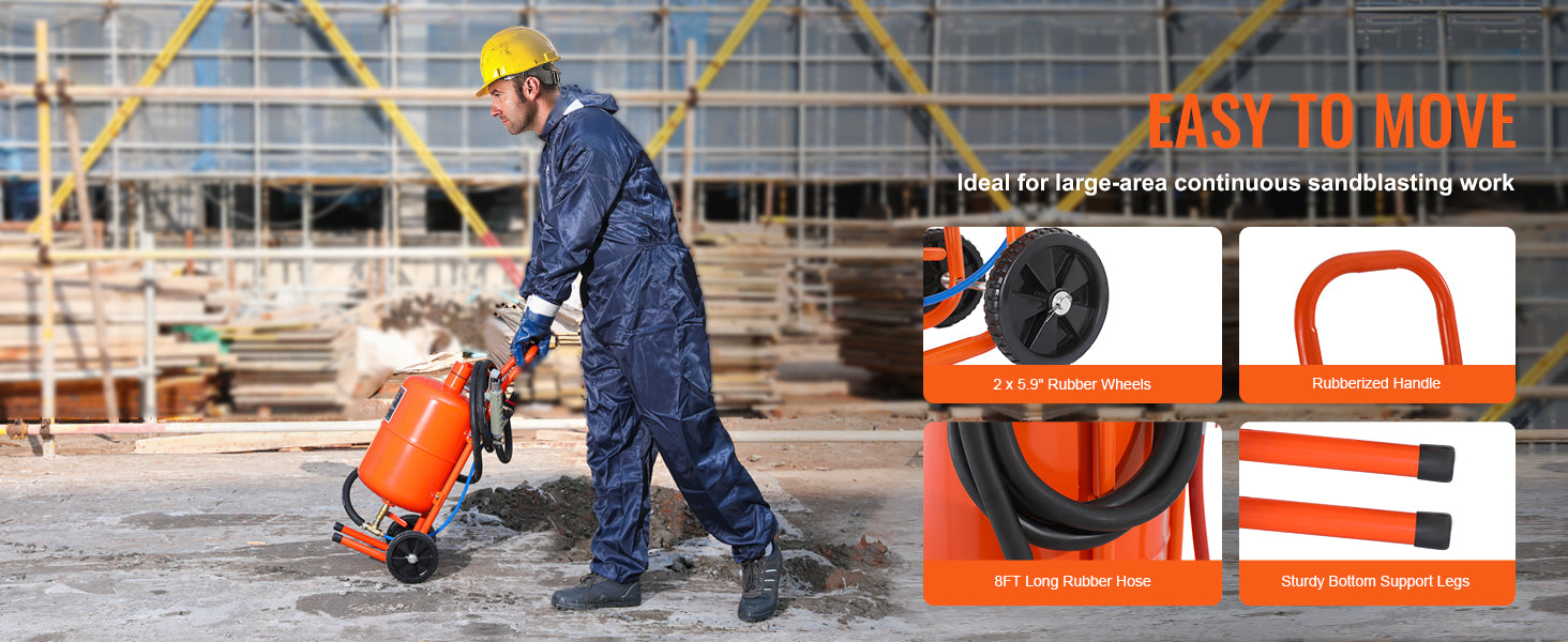 5/10/20 Gallon Sand Blaster 60-110 PSI Portable Air Sandblaster Kit w/ Oil-Water Separator for Paint Stain Rust Removal