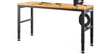 2000 lbs Adjustable Garage Workbench 48/61" L x 20" W Work Table with 28.3"-38.1" Height & Hardwood Top for Office Home