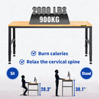 2000 lbs Adjustable Garage Workbench 48/61" L x 20" W Work Table with 28.3"-38.1" Height & Hardwood Top for Office Home