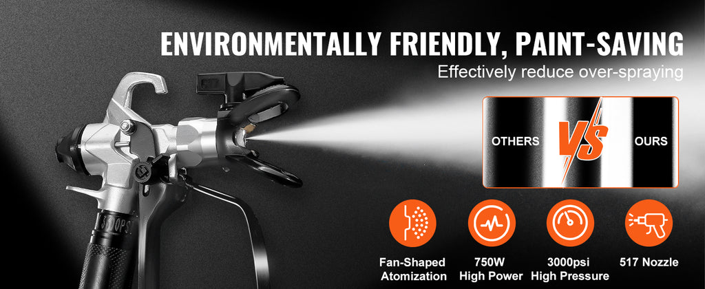 Stand Airless Paint Sprayer 3000PSI 750W Efficient Electric Airless Sprayer Handheld Paint Sprayers Fine Painting