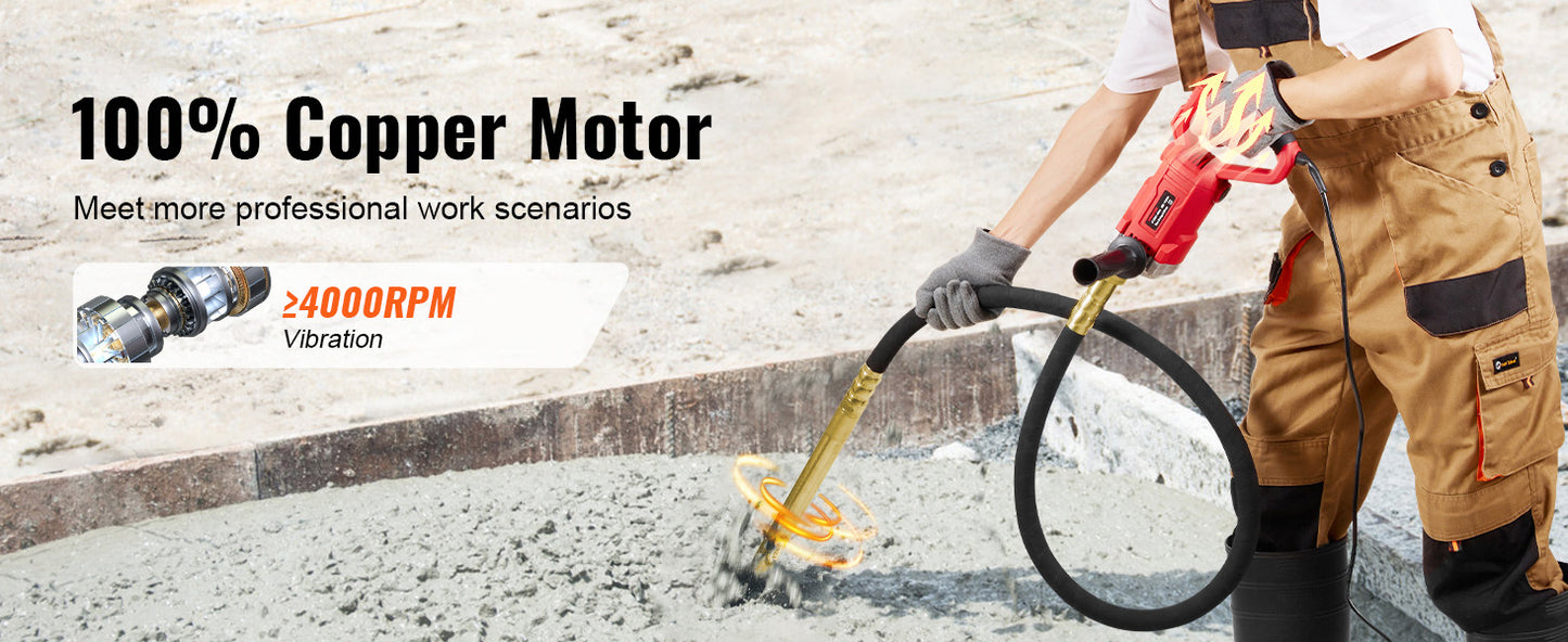 800W Concrete Vibrator 13000 VPM - Pencil Type