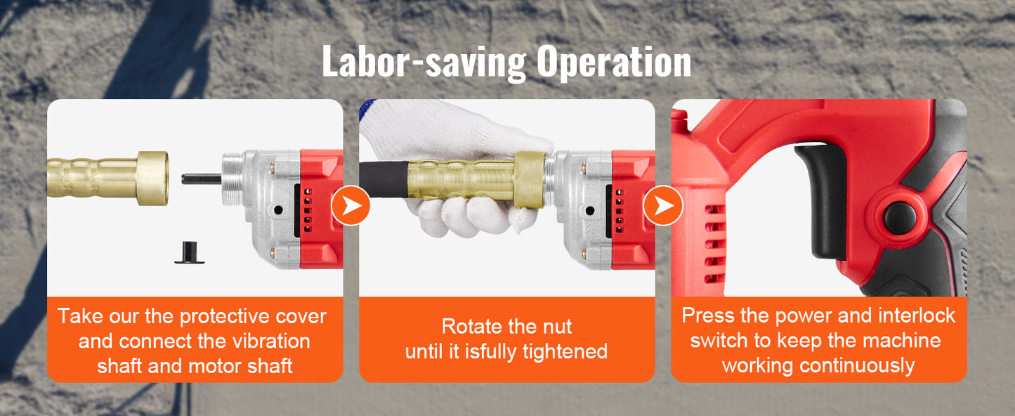 800W Concrete Vibrator 13000 VPM - Pencil Type