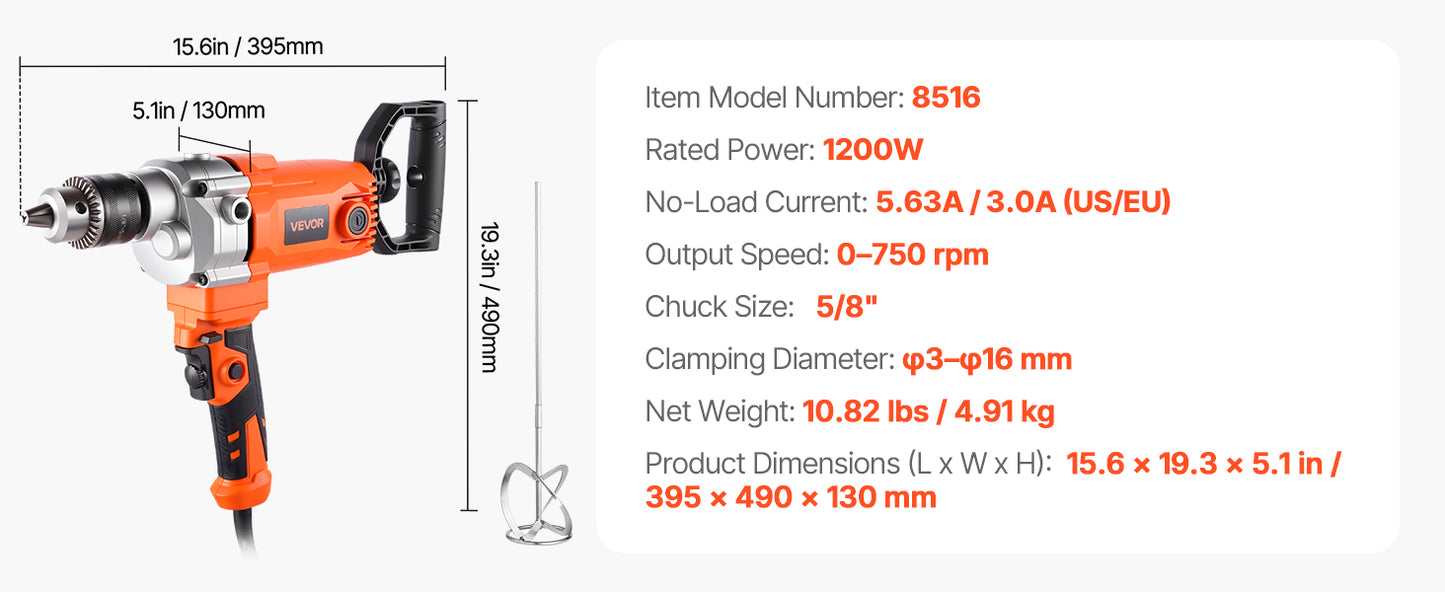 Electric Drill Mixer Set - Handheld Cement Mixer