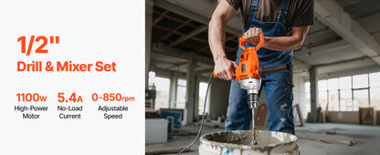 Corded Drill Mixer 1/2" & 5/8" - D-Handle Cement Mixer