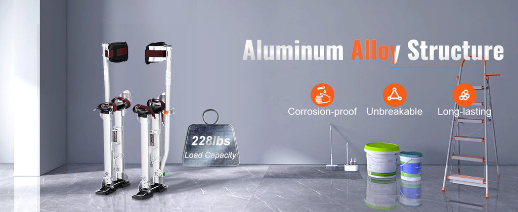 Drywall Stilts 18''/36''Adjustable Aluminum Tool Stilts with Protective Knee Pads Non-Slip Work Stilts for Home