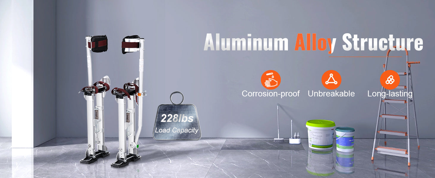 Drywall Stilts 18''/36''Adjustable Aluminum Tool Stilts with Protective Knee Pads Non-Slip Work Stilts for Home