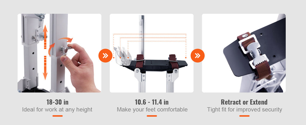 Drywall Stilts 18''/36''Adjustable Aluminum Tool Stilts with Protective Knee Pads Non-Slip Work Stilts for Home