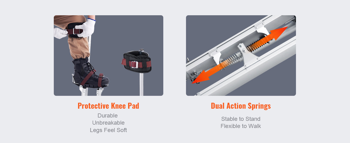 Drywall Stilts 18''/36''Adjustable Aluminum Tool Stilts with Protective Knee Pads Non-Slip Work Stilts for Home
