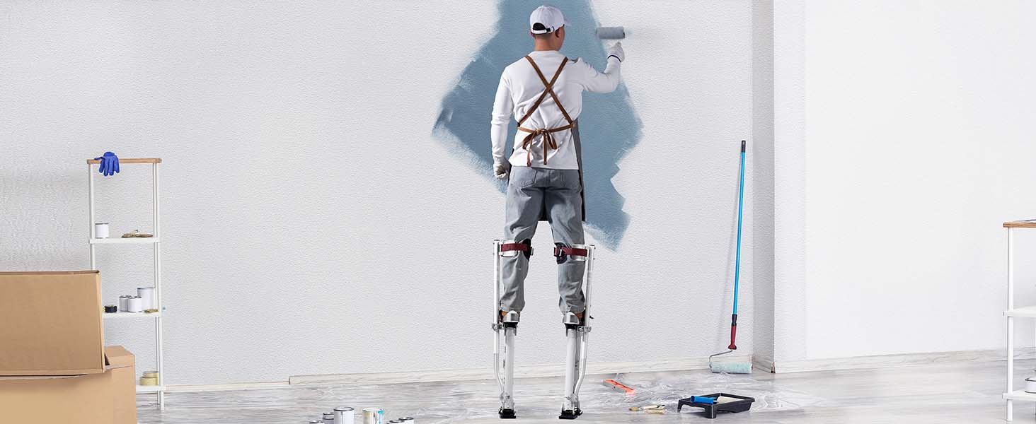 Drywall Stilts 18''/36''Adjustable Aluminum Tool Stilts with Protective Knee Pads Non-Slip Work Stilts for Home