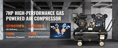 Gas Air Compressor 7-15 HP, 10-30 Gallon, 115 PSI