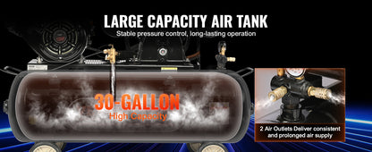 Gas Air Compressor 7-15 HP, 10-30 Gallon, 115 PSI