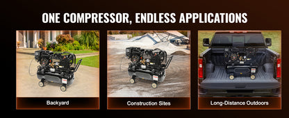 Gas Air Compressor 7-15 HP, 10-30 Gallon, 115 PSI