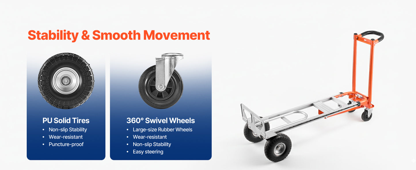 4-in-1 Aluminum Hand Truck Dolly 1000 lbs