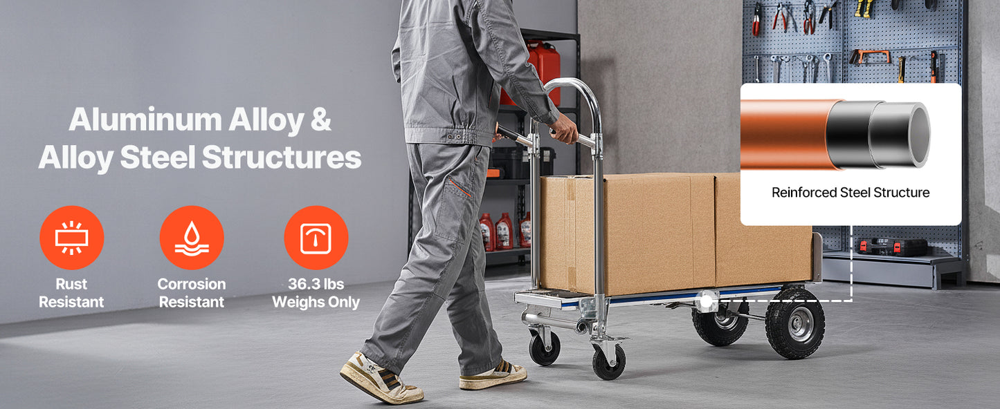2-in-1 Convertible Hand Truck Dolly 1000 lbs