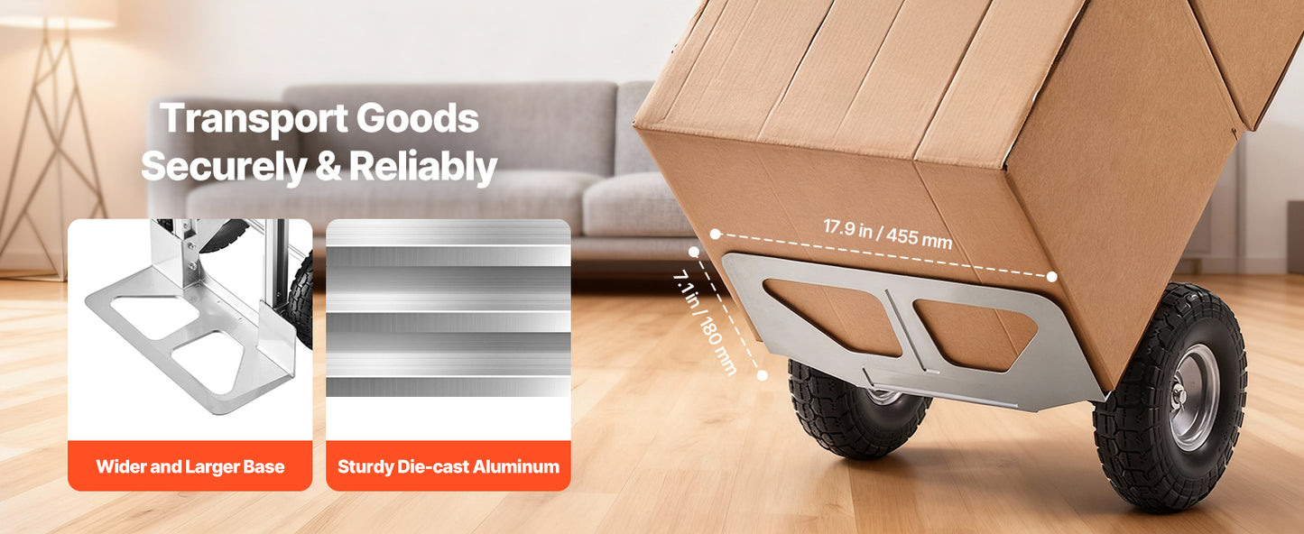 Hand Truck Dolly 500 lbs with Non-Slip Wheels
