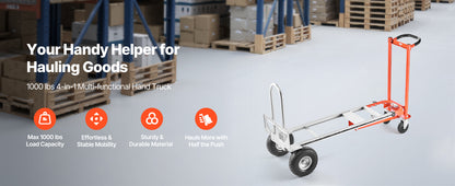 4-in-1 Aluminum Hand Truck Dolly 1000 lbs