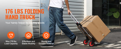 Folding Hand Truck 176 lbs - Aluminum Stair Climbing Dolly